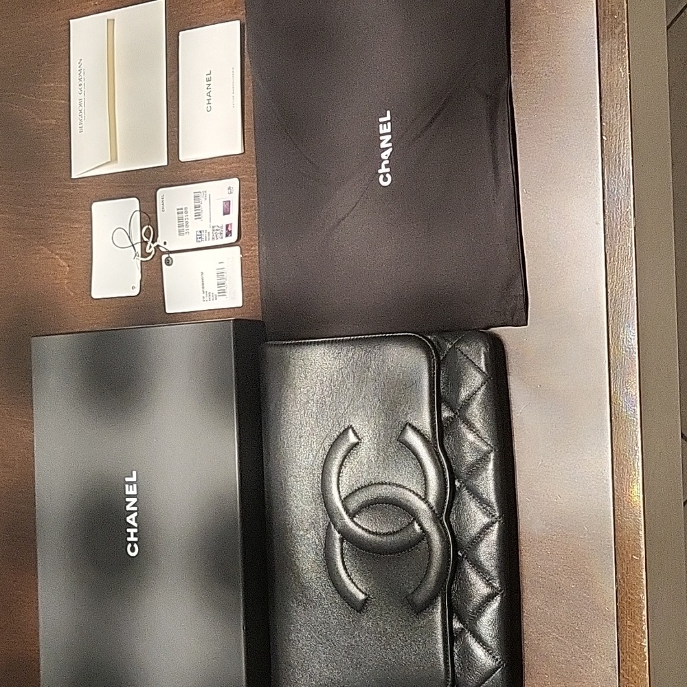 Chanel Goatskin Quilted Timeless CC Clutch Black